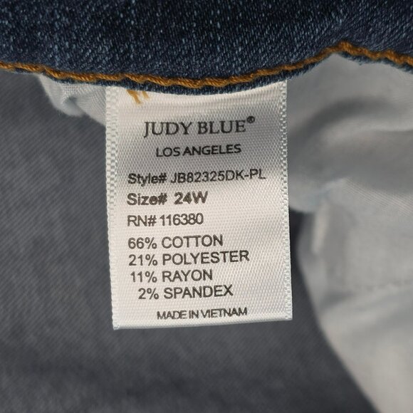Judy Blue Relaxed Fit Jeans 24W Medium Wash Whiskered High Rise Waist Stretchy - Picture 8 of 12